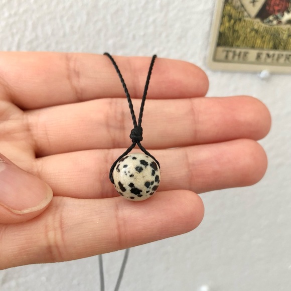 Dalmatian Jasper (12mm) Sphere Pendant Necklace/Choker - Picture 2 of 4
